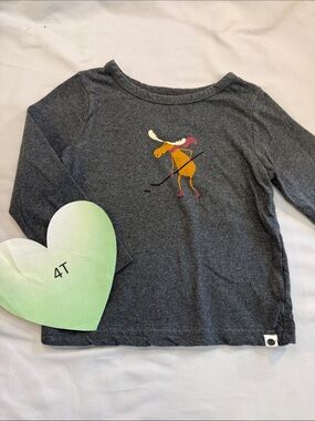 Little Earth Charcoal Long-Sleeve Tee with Hockey Moose Graphic